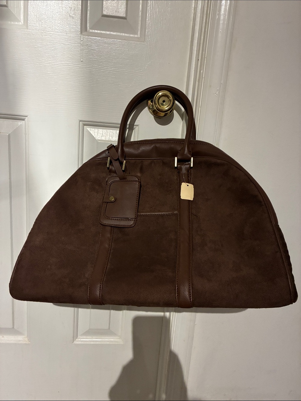 Men's White Barn Bath & Body Works Weekend Duffel Brown Suede Bag